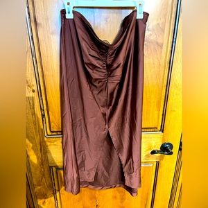 Abercrombie & Fitch satin ruched midi skirt Sz XL